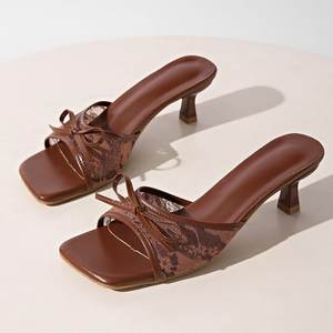 Sandalias de Tacón Fino con Lazo de Mariposa Bordado, Transpirables, de Malla, Estilo Europeo y Americano, Novedad de Verano F11 - Product Image 1