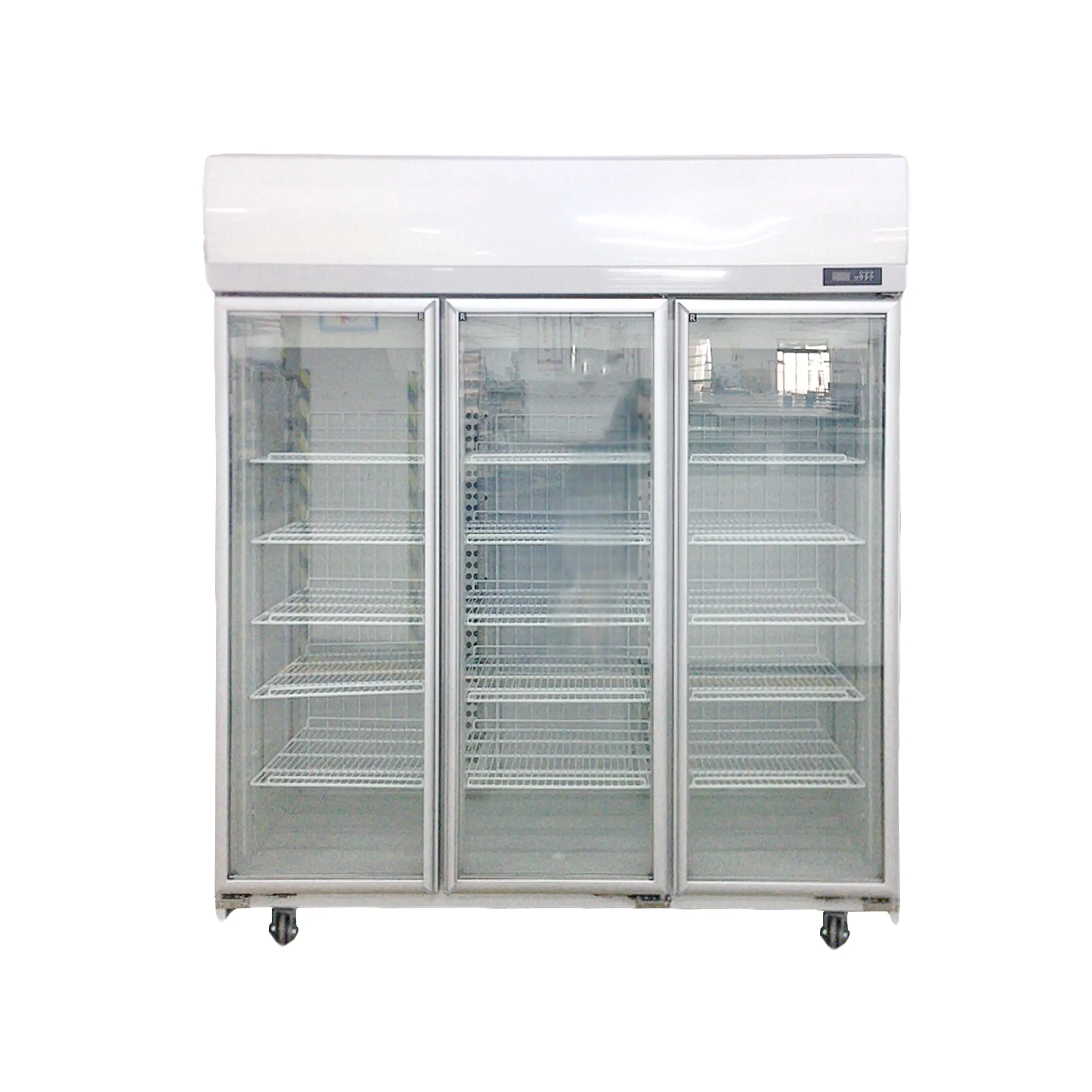 Grosir Pajangan Minuman Kulkas Pendingin Minuman Komersial 3 Pintu Kaca Freezer Buah/Bunga Showcase SFCP-180-3