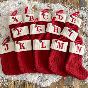 Neat-crafted Distinctive Letter 18 Inch Customizable Size Red Knitted Texture <strong>Christmas</strong> <strong>Stocking</strong> for Holiday <strong>Candy</strong> Gift Ornament - Product Image 6