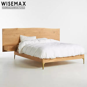 WISEMAX FURNITURE Mobilier de maison nordique Ensemble de chambre à coucher cadre de <span class=keywords><strong>lit</strong></span> en <span class=keywords><strong>bois</strong></span> de chêne massif et noyer cadre de <span class=keywords><strong>lit</strong></span> double king size appartement hôtel - Product Image 5