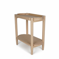 Table d'appoint vintage en bois massif à 2 niveaux avec plateau supérieur à bord surélevé, table d'appoint rustique en bois, table de chevet pour salon, chambre à coucher