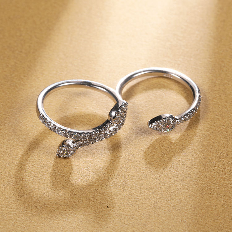 Bague classique ajustable en forme de serpent, anneau à deux