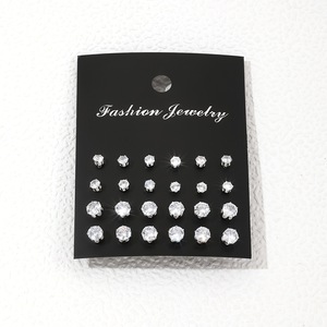 Fashion Jewelry 12 Pairs Stud Earrings <b>Set</b> Round <b>Crystal</b> Zinc Alloy Women's Gift Trendy Costume Jewelry <b>Sets</b> Claw Setting - Product Image 3