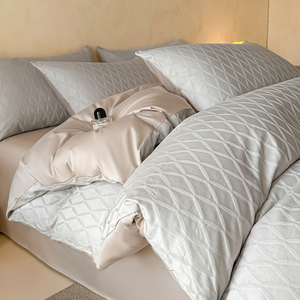 Ensemble <span class=keywords><strong>de</strong></span> literie en jacquard beige crème <span class=keywords><strong>de</strong></span> luxe, 100% <span class=keywords><strong>coton</strong></span> tissé <span class=keywords><strong>satin</strong></span>é, <span class=keywords><strong>coton</strong></span> <span class=keywords><strong>de</strong></span> classe A - Product Image 5