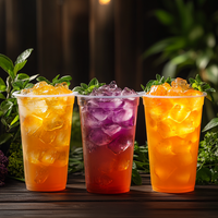 Gobelets en plastique PET transparents jetables imprimés avec logo personnalisé à paroi unique 10oz-32oz Gamme pour boisson au jus de thé Boba