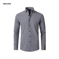 Chemise habillée extensible pour homme à manches longues, col boutonné, couleur unie, coupe classique, respirante, séchage rapide, pour le bureau ou les occasions décontractées