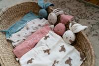 Couverture de Sécurité en Mousseline Bio pour Bébé, Doudou Personnalisable Lion Lapin, Tissu Tricoté, Literie pour Usage Cadeau, Vente en Gros
