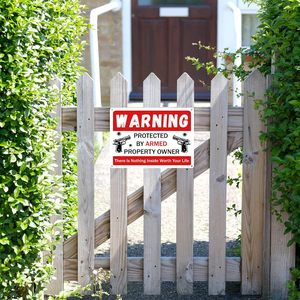 Segno di pistola per la <span class=keywords><strong>sicurezza</strong></span> della casa, impermeabile facile da leggere protetto dal proprietario di proprietà armato etichetta <span class=keywords><strong>privata</strong></span> per casa giardino giardino - Product Image 6