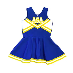Japan Green Kids Cheer Uniform Gold blue girls Senior school cheer uniform royal and yellow toddler Cheer Costume