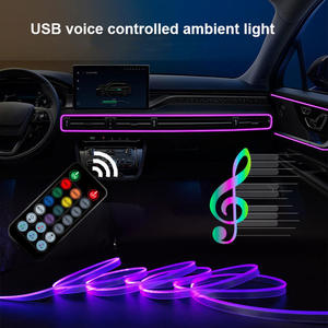 Mise à niveau de l'intérieur de la <span class=keywords><strong>voiture</strong></span> 3/4/5/7/8M RGB <span class=keywords><strong>LED</strong></span> SMD5050 Bande lumineuse ambiante 5W App Télécommande Fibre optique Néon Éclairage universel - Product Image 4