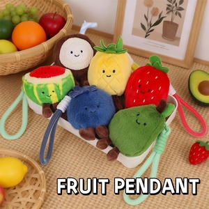 Groothandel op maat gemaakte Kawaii creatieve fruit pluche sleutelhangers superzacht speelgoed hanger PP katoen gevuld gewassen geborduurd mesh - Product Image 2