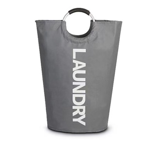 Large 90L/38*79CM Aluminum Ring Laundry Basket Double Fabric Padded Collapsible <strong>Storage</strong> <strong>Hamper</strong> for Room Bathroom Foldable - Product Image 5