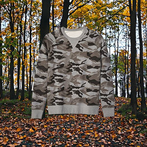 Autumn Winter Men's Oversized Cotton French Terry Washed Pullover <b>Retro</b> New Wool Circle Camouflage Embroidered <b>Sweatshirt</b> - Product Image 4