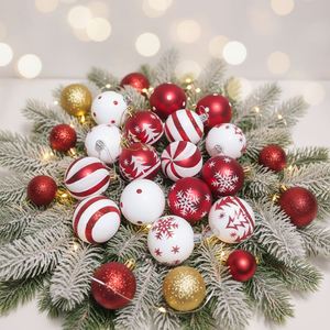Nouvel ensemble de 8 ornements circulaires électroplaqués rouge et blanc de 6 cm pour sapin de Noël, personnalisable XM009, style moderne, pour l'exportation - Product Image 1