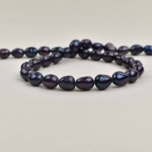 Collar de Perlas Barrocas Naturales de Agua Dulce de 8-9 mm, Perla Negra Suelta para Joyería DIY, Semiterminada con Orificio Recto - Product Image 2