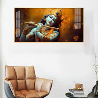 Nouvelle conception Om Jai Shree Krishna Peinture en porcelaine de cristal et art mural religieux indien Impressions pour la décoration du salon