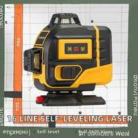 Laser vert 4D à réticule rotatif 360° de 16 lignes, portée 50m, auto-nivelant, pour la construction et le bricolage à usage domestique