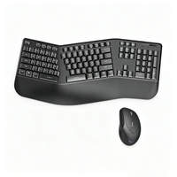Kombo Keyboard dan Mouse Nirkabel Ergonomis, Desain USB 2.4G Terpisah, 104 Tombol Membran Senyap, 1600 DPI untuk Kantor PC Mac