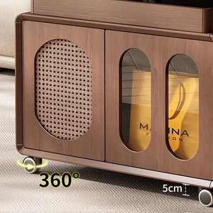 <span class=keywords><strong>Table</strong></span> basse <span class=keywords><strong>pliante</strong></span> en bois moderne et réglable avec roulettes - <span class=keywords><strong>Table</strong></span> d'appoint mobile idéale pour les petits appartements et les salons - Product Image 4