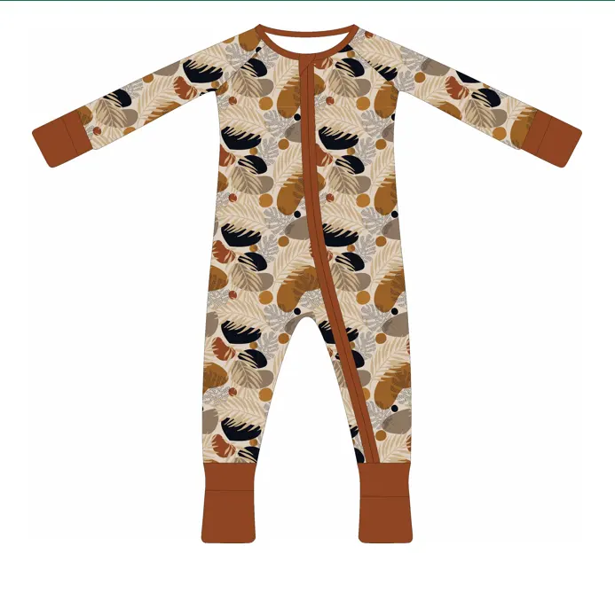 Eng anliegendes Custom Soft Newborn Baby Infant 95% Bambus 5% Spandex Onesie Kleidung Stram pler Kleinkind Kid Pyjamas Schläfer