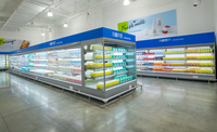 Refroidisseur d'air ouvert sur pied de 3,8 mètres avec contrôle numérique réglable et dégivrage automatique pour supermarchés