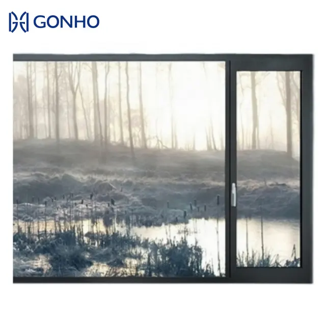 GONHO 핫 세일 최신 디자인 여닫이 낮은 전자 에너지 효율적인 창 나무 이중 유리 알루미늄 스윙 창