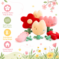 Set Bantal Boneka Bunga Musim Semi Siap Kirim, Tulip Daisy Dekoratif Lucu, Bantal Isi Dakron untuk Dekorasi Kamar Anak, Bantal Lempar Katun Lembut