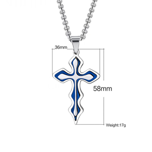 Iced Out Herren-Kreuzkette Punk Gothic Mehrschichtiger Strass-Anhänger Edelstahlkette Hip Hop Biker Schmuck Geschenk - Product Image 5