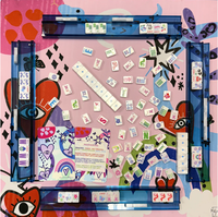 Premium Maßgefertigtes Amerikanisches Mahjong-Set, Blumen-Drachen-Cartoon-Steine mit Gestellen und Tragetasche, Luxuriöses Partyspiel-Geschenk