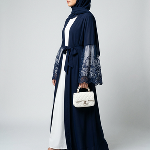 Abaya Personalizada para Mujer, Vestidos de Dubái para Ramadán, Poliéster y Chifón, Ropa Islámica para Rezar, Abaya Musulmana para Mujer - Product Image 1