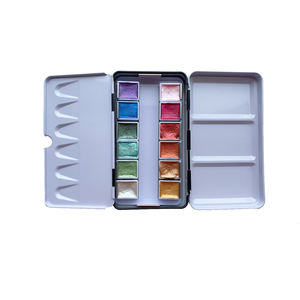 Peinture aquarelle métallique solide en 12/24/36 couleurs, aquarelle métallique, boîte en fer métallique, peinture aquarelle demi-plateau - Product Image 3