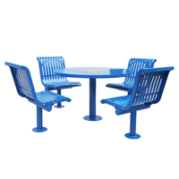 Table de pique-nique commerciale à lattes en métal pour l'extérieur ensemble de meubles de jardin Table à manger en acier pour l'extérieur Table de café avec chaise