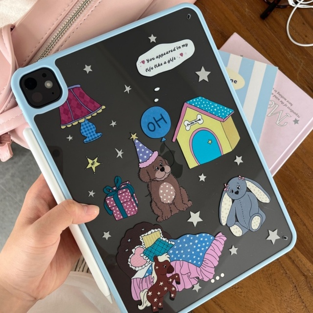 New Blue Star Puppy House Acrylic Tablet Case for iPad Air5 10.9 Inch iPad 10th iPad Pro 11 Inch Air3 10.5 Inch Protective Cover