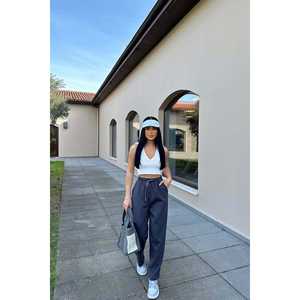 Pantalon cargo décontracté pour femme, style ample et respirant, avec taille élastique et cordon de serrage, idéal pour l'automne, couleur délavée - Product Image 2