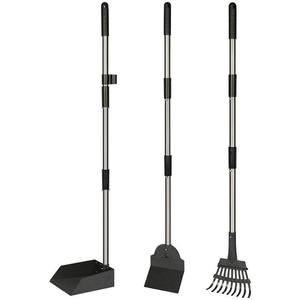 Kit de pala para caca de perro de acero inoxidable Juego de bandeja y soporte para rastrillo de garra de desecho duradero para limpieza de mascotas - Product Image 1