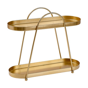 Cosmetic Organizer Double Layer Iron Desk Storage Rack For Makeup Jewelry Display Home Decor - Product Image 5