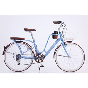 Vélo <span class=keywords><strong>Classique</strong></span> pour Femme Adulte, Cadre en Aluminium Blanc et Rouge, 21 Vitesses, 26 Pouces, Vélo de Ville - Product Image 3