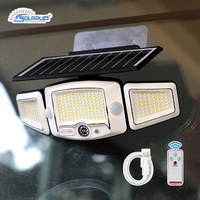 Projecteur solaire extérieur à 3 têtes avec détecteur de mouvement, LED IP65 haute luminosité
