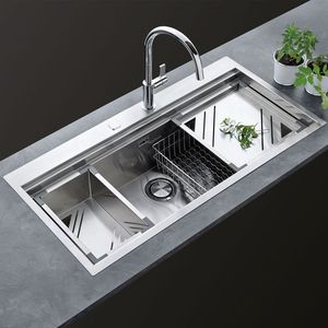 All-in-One Apron Front Smart Sink with Auto-Clean System <b>Tap</b> & Drying <b>Board</b> Single Bowl Modern Design for Apartment Busy Family - Product Image 1