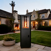 Chauffe-terrasse extérieur au propane, tour de chaleur haute en verre, chauffage au gaz portable avec roues pour jardin, cour arrière et usage commercial