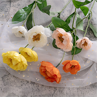 Bunga Poppy Sutra Buatan 2 Kepala 53cm Warna Putih Grosir untuk Dekorasi Rangkaian Bunga Pernikahan dan Pesta di Rumah