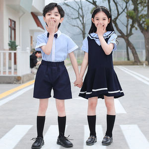 Uniforme scolaire bleu pour enfants, ensemble pour élèves du primaire, style britannique, look académique avec chaussettes - Product Image 2