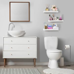 Estantes flotantes de <span class=keywords><strong>madera</strong></span> <span class=keywords><strong>blanca</strong></span> modernos personalizados para pared, estante de exhibición montado en la pared flotante MDF para cocina, dormitorio, sala de estar - Product Image 2