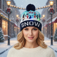 Professionale decorazioni natalizie a maglia LED luce natale berretto lavorato a maglia cappello a maglia disponibile per il commercio all'ingrosso