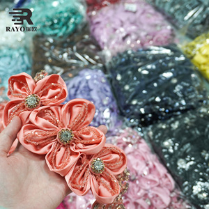 Aplique de Flores 3D Hecho a Mano de Alta Calidad, 9*42mm, con Pedrería, para Coser en Vestidos de Novia, Aplique de Pedrería para Manualidades - Product Image 3