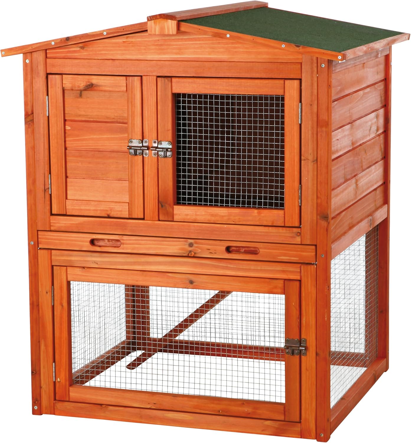 Single rabbit hutch with run