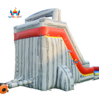 Toboggan aquatique gonflable direct usine avec piscine amovible, design gris marbré, aires de jeux aquatiques pour enfants pour l'été et les loisirs en plein air