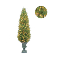Sapin de Noël artificiel classique en PVC entièrement recouvert, de haute qualité, avec lumières LED, 4-10 pieds, pour usage intérieur