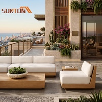 Zeitgenössisches Holz-Gartenmöbel-Set 2-Sitzer-Sofa für Hotel-Innenhof-Nutzung - Luxuriöse Garten-Terrassenmöbel Wasserdicht