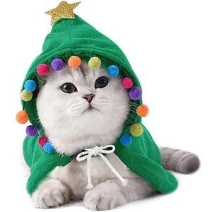 Pakaian kostum Natal hewan peliharaan anjing gaun Cosplay kucing Jubah Natal untuk pakaian hewan peliharaan anak anjing Jubah Natal kostum Natal hewan peliharaan